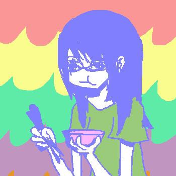 飯を食うあかね。（自炊！）