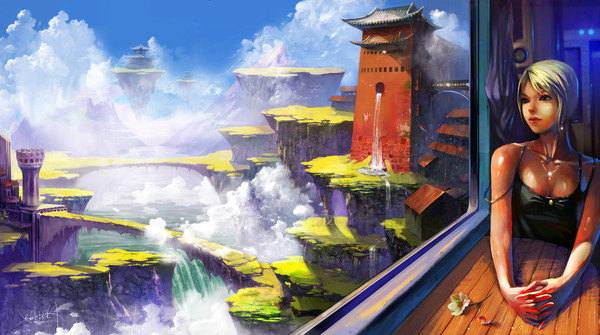 街中の濃い霧の雲