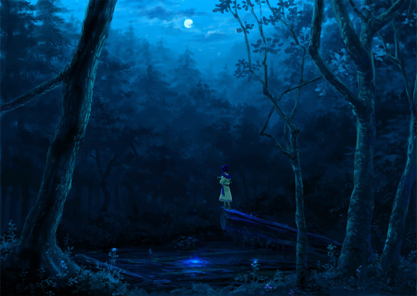 月夜の泉