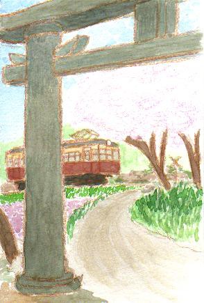 鳥居と桜