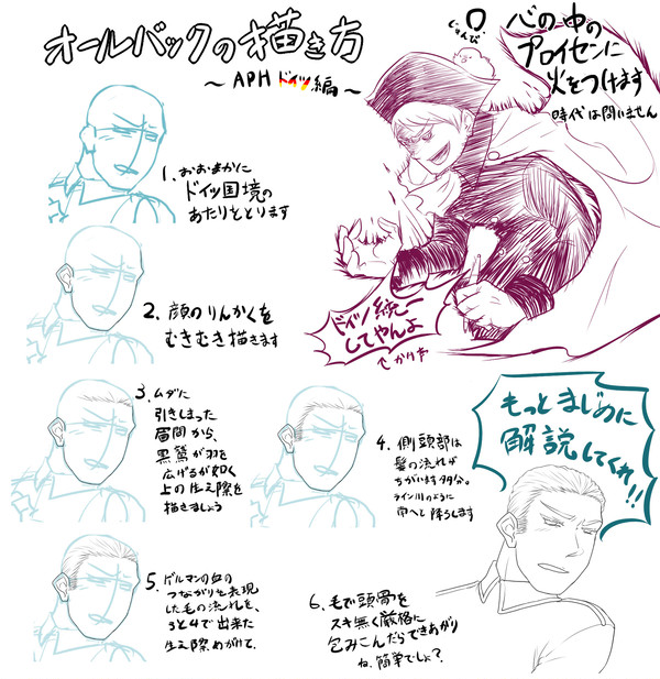 【デコ】オールバックの描き方～APH√編～【肌色の宝石】