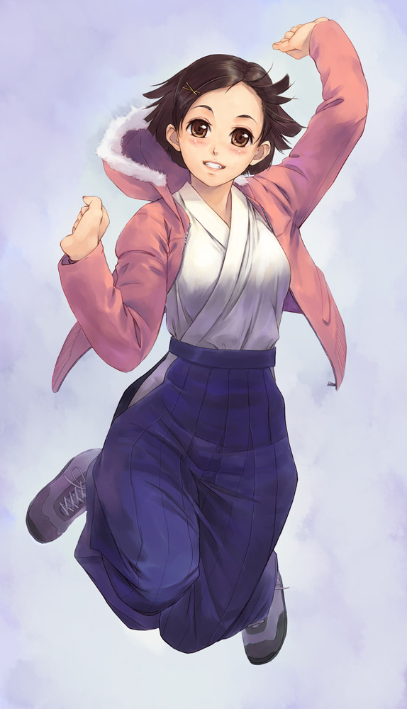 弓道着の女の子。