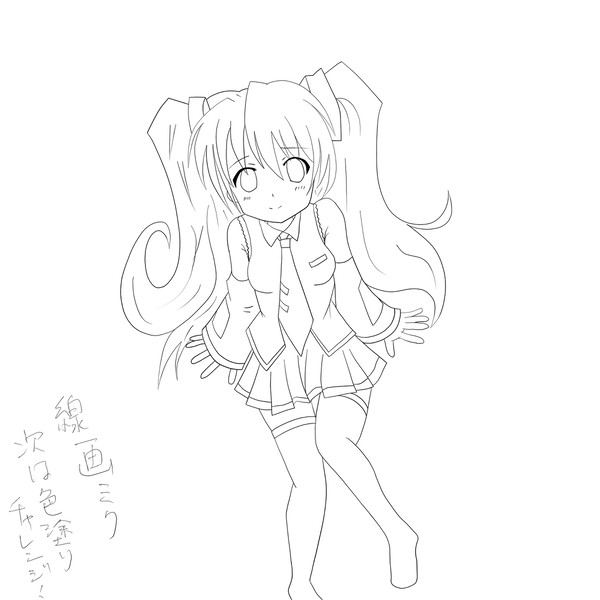 線画　初音ミク
