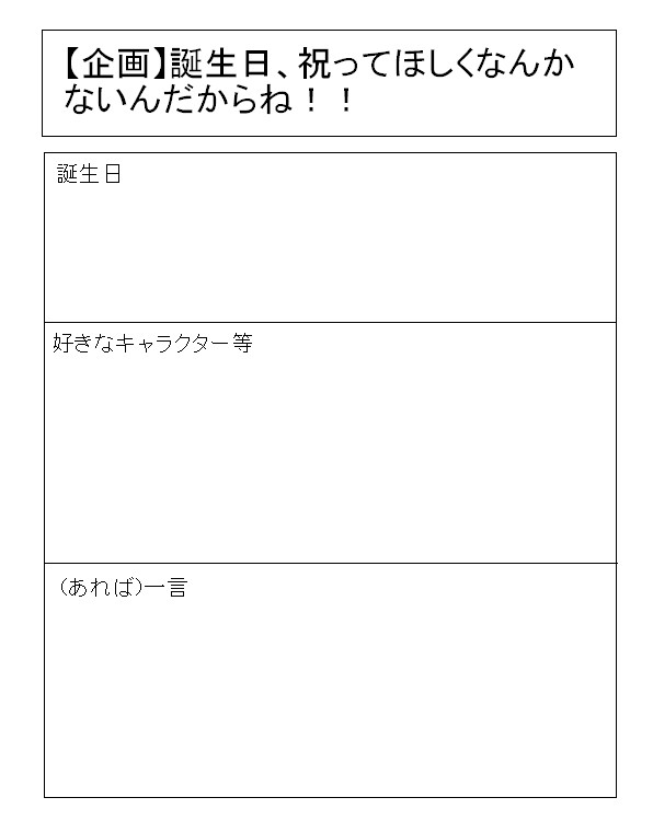 【企画】誕生日、祝ってほしくなんかないんだからね！！