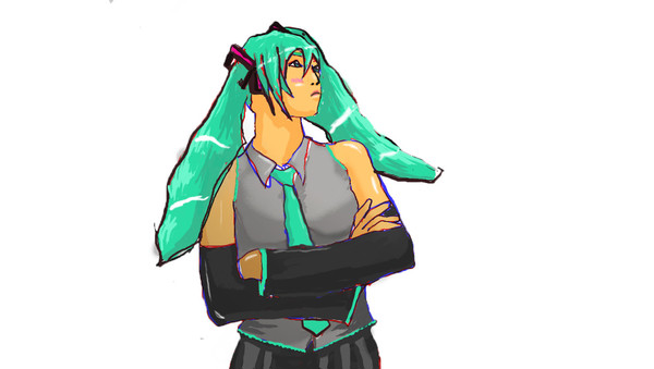 [はじめて]初音ミク[ペンタブで絵を描いた]