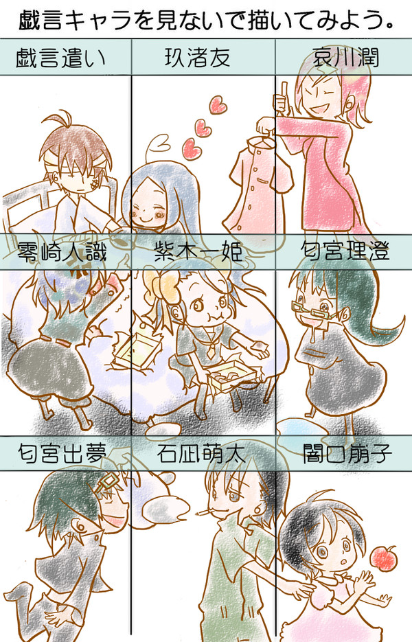 戯言キャラをみないで描いてみた