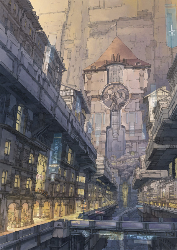 時計塔の街の夕暮れ - 1/1