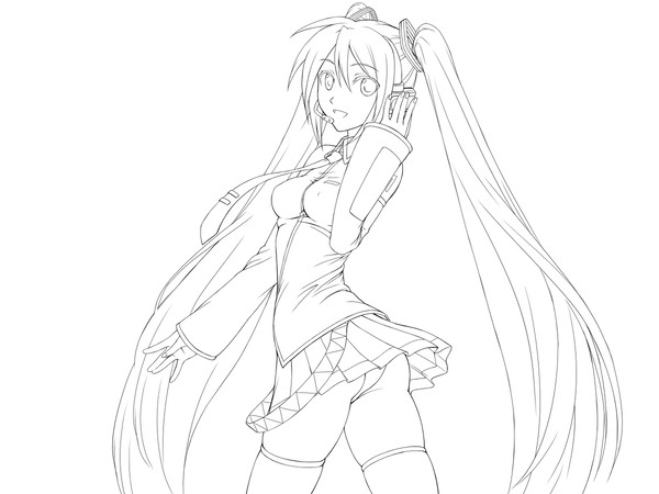 尻ミク線画