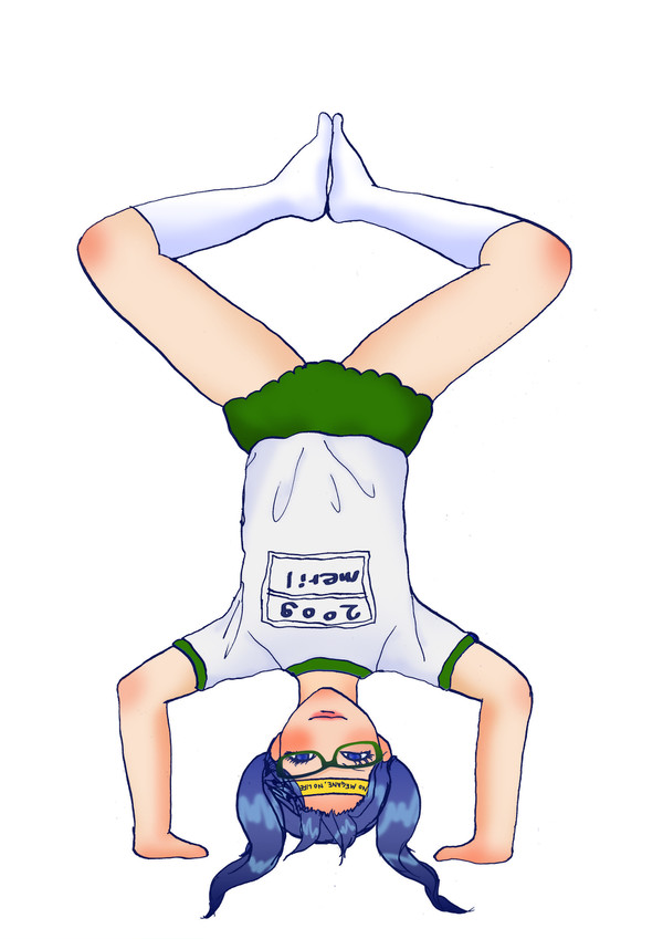 メガネ娘の三点倒立