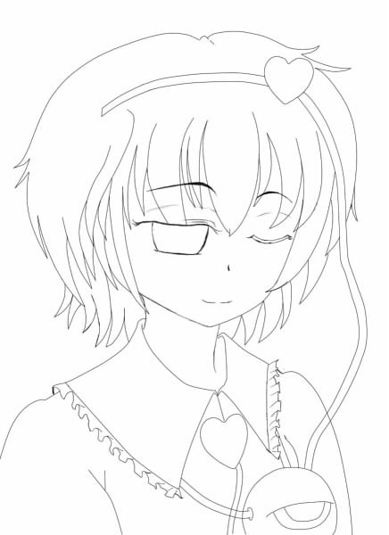 さとりんを描いてみた（線画）