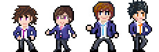 ドット絵　腐男塾その2(紫・ピンク・青・オレンジ)