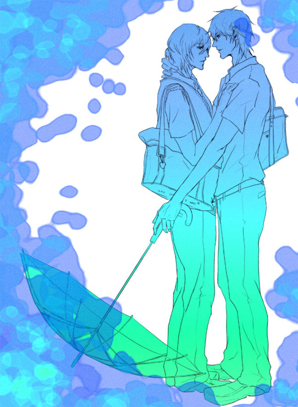 雨の中