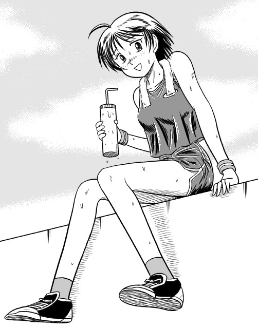陸上スポーツ少女の休息