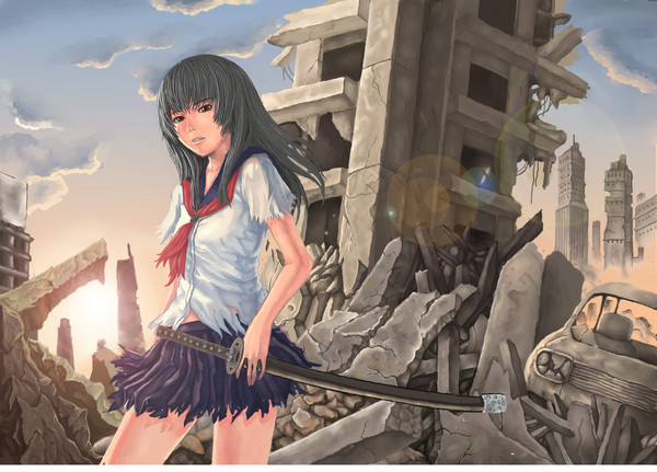 廃墟と少女