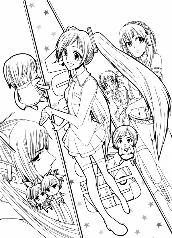 【線画】VOCALOID全員集合！【ぬり絵】