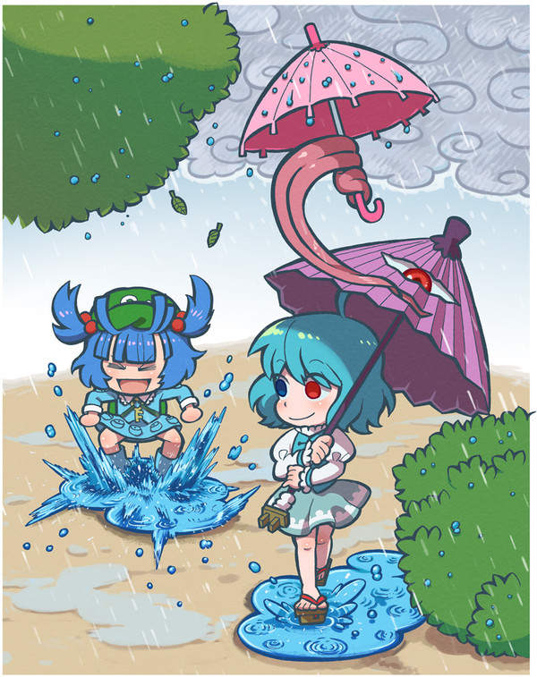 雨と河童と雨傘と