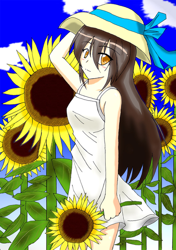 向日葵と少女