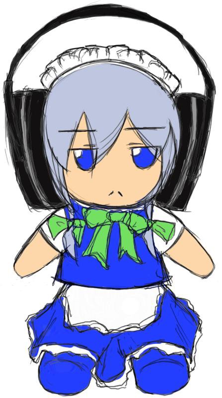 ヘッドフォンスタンドと化したもふ咲夜さん