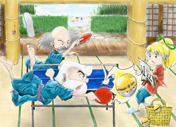 ライト博士とDrワイリーの温泉卓球大会