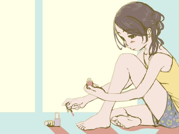 ペディキュアを塗る女子　差分