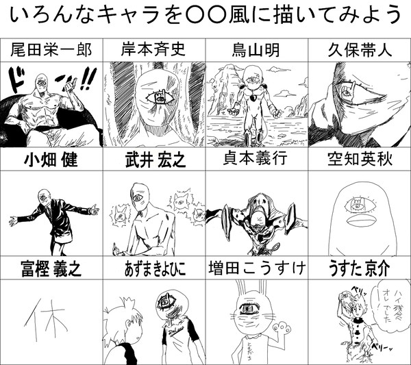ともだちを〇〇風に描いてみた