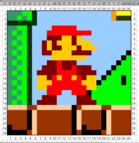 Excelでドットマリオ