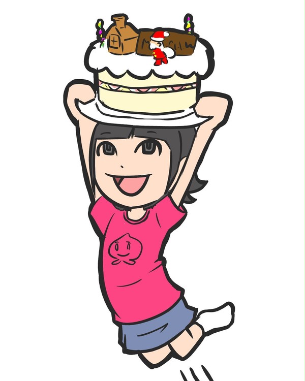 桃子とケーキ