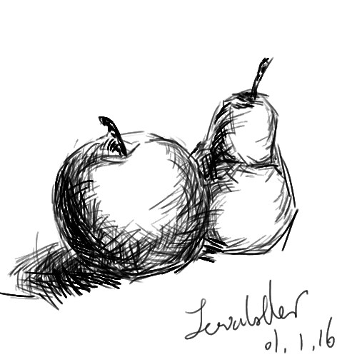 静物スケッチapple and pear