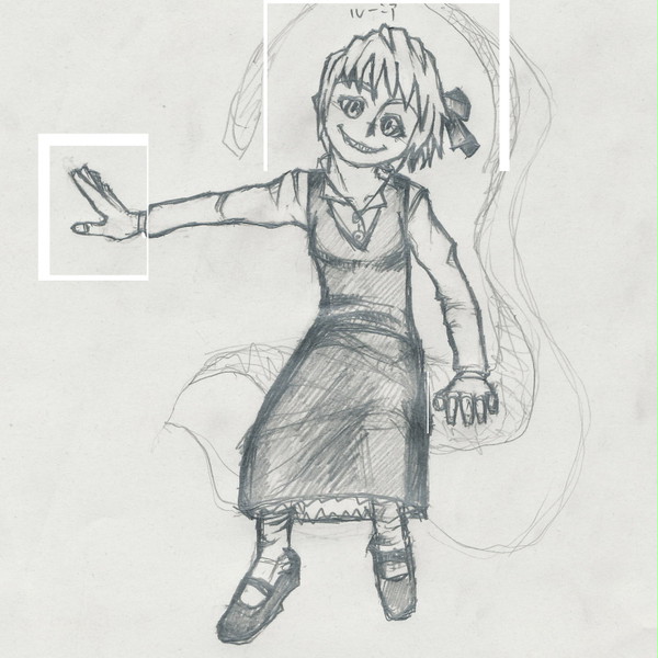 一つ前のルーミア、ラフと線画
