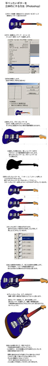 ギター絵を立体的にするtut