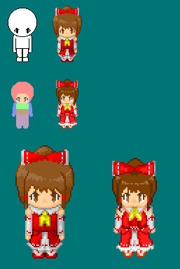 ドット絵 霊夢 書き直し比較