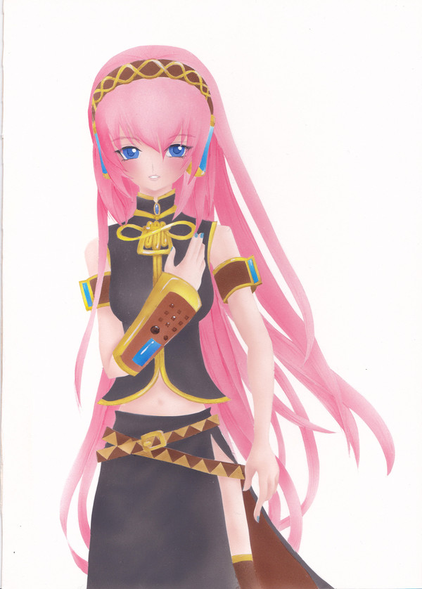 アクリル絵の具で巡音ルカさん