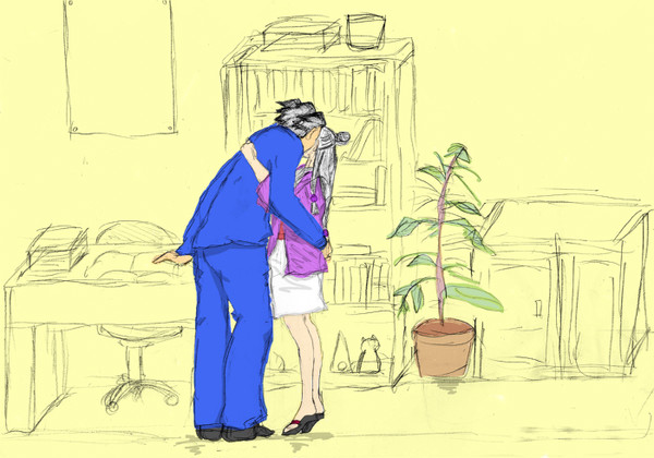 事務所で