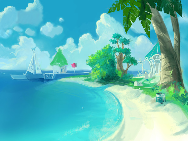 臨摹場景--海滩