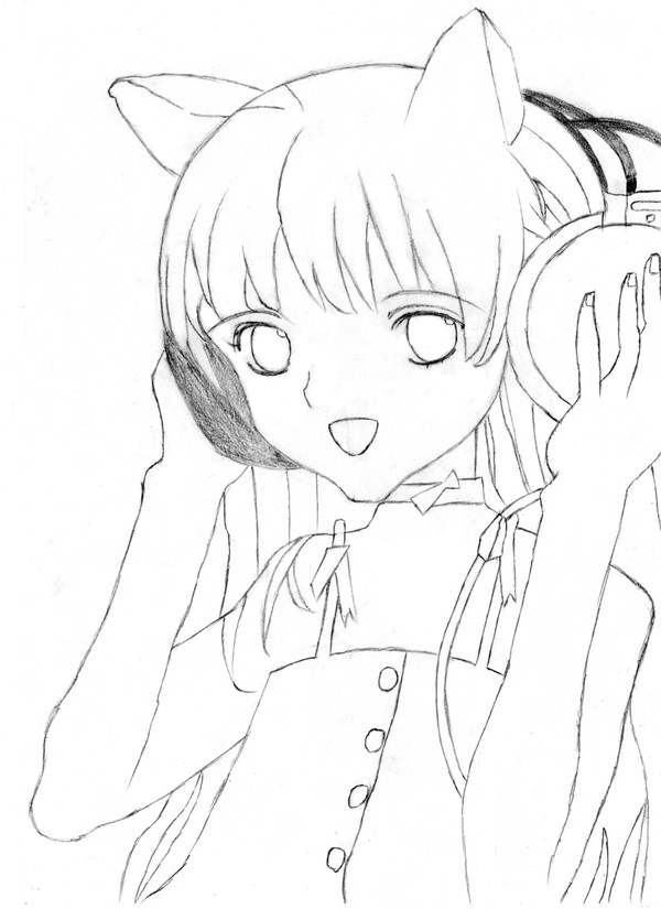 猫耳幼女(大槍葦人さんの絵を模写してみたよ)