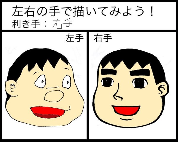 左右の手で描いてみた