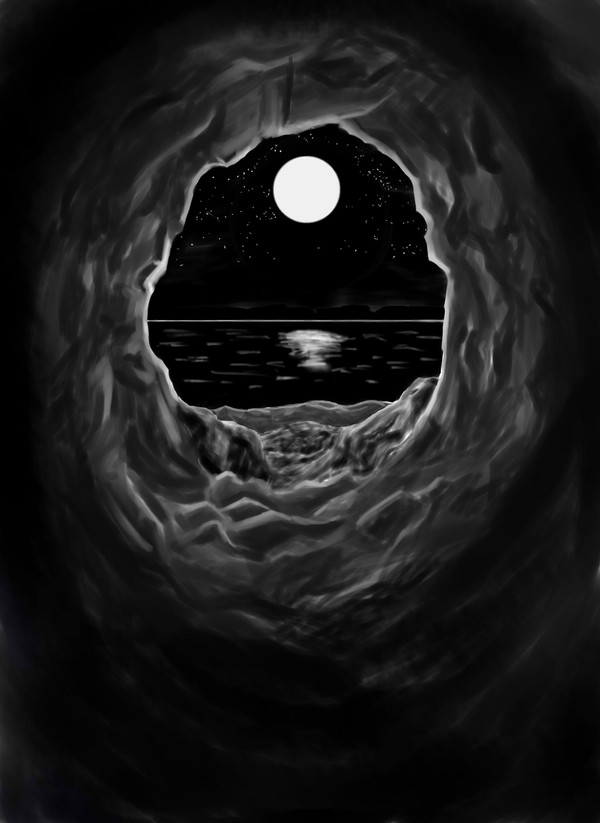 月夜の洞窟