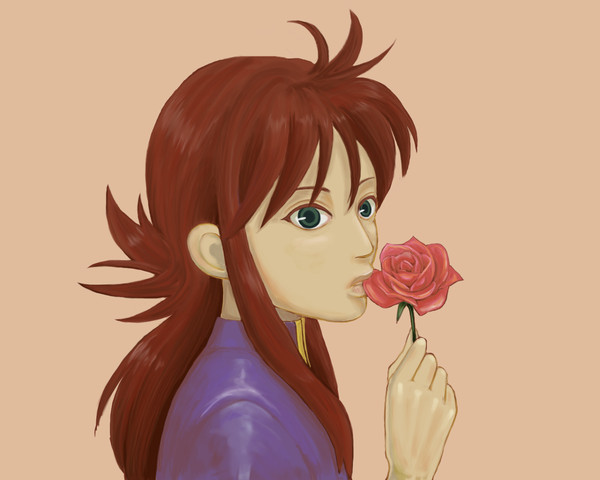 お花をそっとくわえてみました