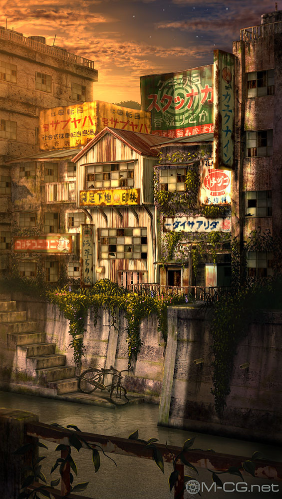 下町廃墟情景