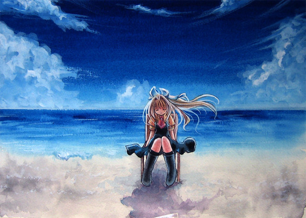 広い空と、広い海で繋がっている。