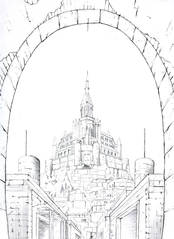 お城風景ラフ２