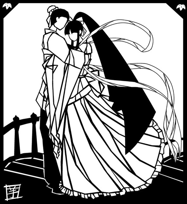 頼まれた切り絵用七夕絵Cシーン
