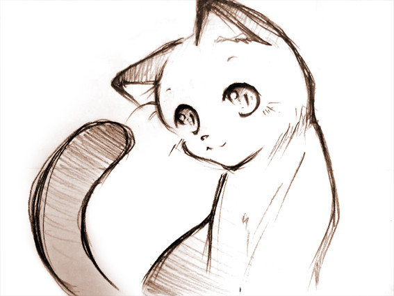 ねこ　を描いてみた。