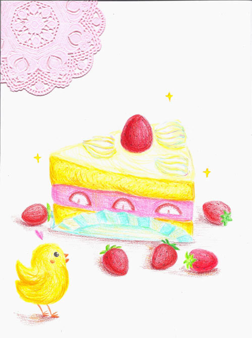 ケーキとひよこ