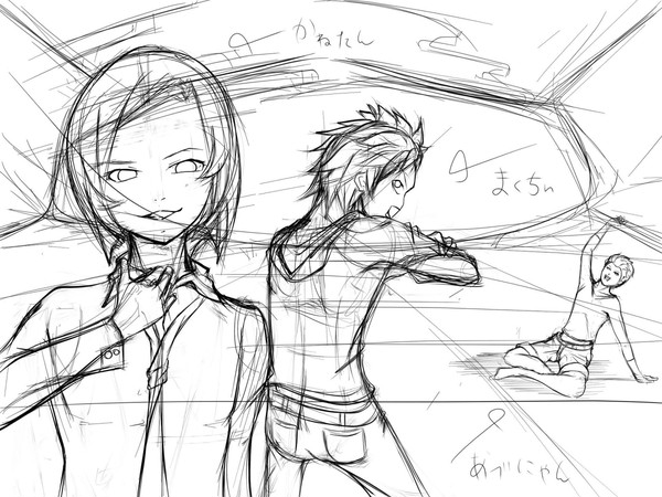 3人のラフｗ