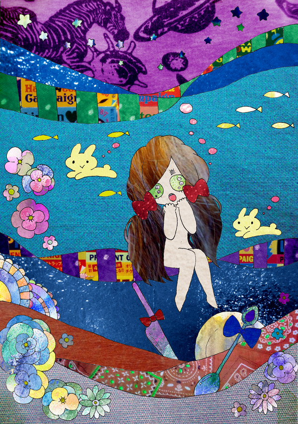 海と少女と水中うさぎ