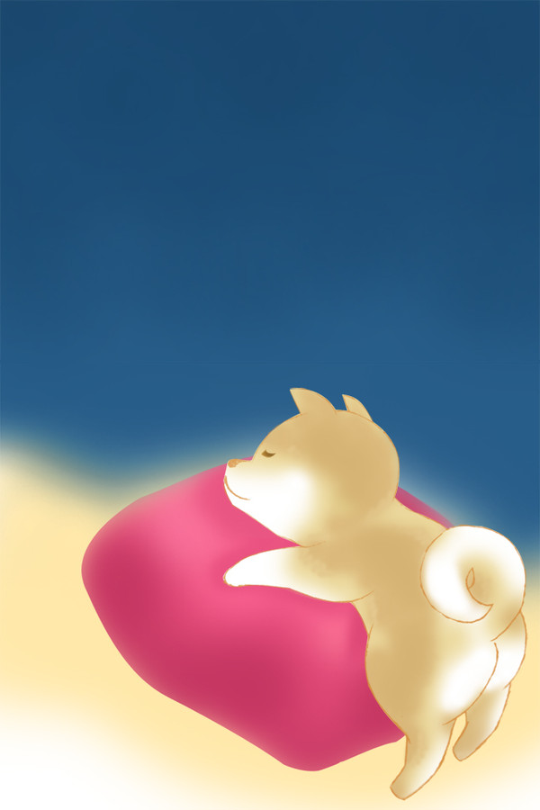 眠い秋田犬