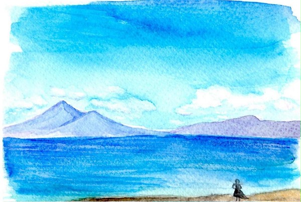 山と湖水