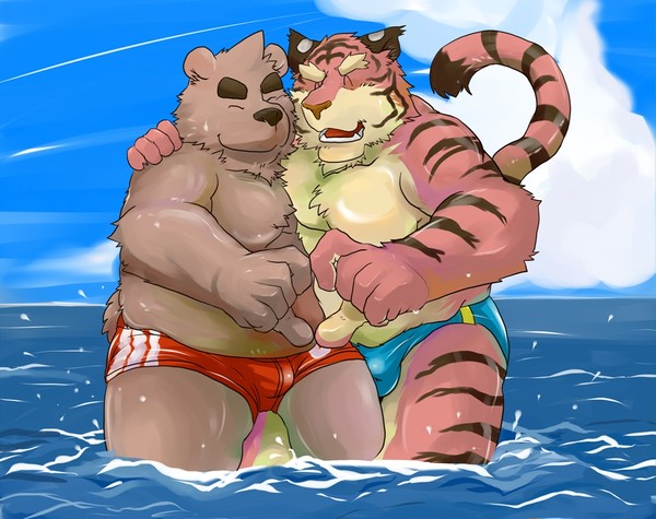海と水着とハートマーク