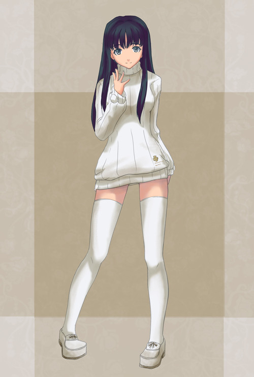 白ニットワンピース少女
